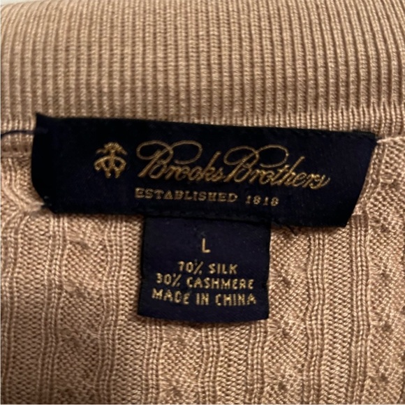Brooks Brothers Silk/Cashmere Brown Collar Sweater - Picture 2 of 5